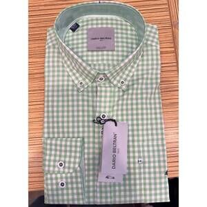 NEW DARIO BELTRAN men's arouna long sleeve regular fit shirt in green
